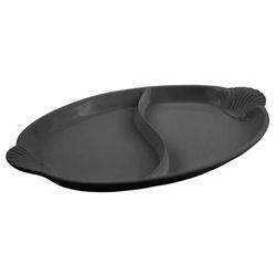 Bon Chef 2075DS BLK 24 3/4" Shell Handle Divided Platter, Aluminum/Black