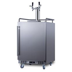 Summit BC74OSCOMTWIN 24" Kegerator Commercial Beer Dispenser w/ (3) 1/6 Keg Capacity - 3 Column, Stainless, 115v, Silver