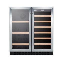 Summit SWBV3071 29 1/2" 2 Section Commercial Wine Cooler w/ 2 Zones - 33 Bottle Capacity, 115v, Undercounter, 115 V, Black