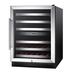Summit SWC530BLBIST 23 5/8" 1 Section Commercial Wine Cooler w/ 2 Zones - 36 Bottle Capacity, 115v, 46 Bottle Capacity, Silver