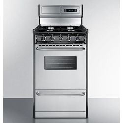 Summit TNM1307BKW 20"W Gas Stove w/ (4) Burners - Black/Stainless, Natural Gas, Silver, Gas Type: NG