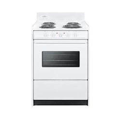 Summit WEM610W 24"W Electric Stove w/ 4 Burners - White, 220v/1ph