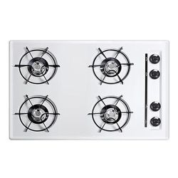 Summit WNL05P 30" 4-Burner Gas Stove - Porcelain Enamel Surface, Natural Gas, White, Gas Type: NG