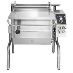 Groen BPM-30EA 208/3 30 gal. Tilt Skillet - Open Leg Base, Polished Pan, Measurement Marks, 208v/3ph, Stainless Steel