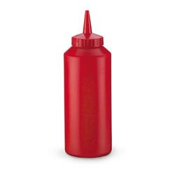 Vollrath 2812-02 12 oz Squeeze Dispenser - Red Cap, Red