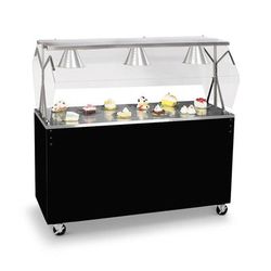 Vollrath 38703 46" Mobile Food Bar w/ Cabinet & Stainless Top, Black, Enclosed Storage