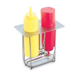 Vollrath 56116 12 oz Squeeze Bottle Holder - Holds 2, Stainless Steel