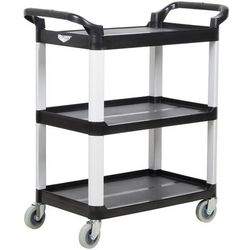 Vollrath 97007 3 Level Polymer Utility Cart w/ 300 lb Capacity, Raised Ledges, 3 Shelves, Black
