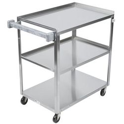 Vollrath 97126 3 Level Stainless Utility Cart w/ 400 lb Capacity, Raised Ledges, 3 Shelves, Silver