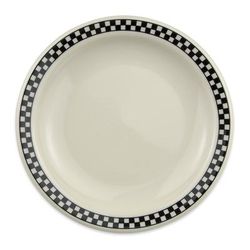 Homer Laughlin HL2131636 7 1/4" Round Plate - China, Ivory w/ Black Checkers, White