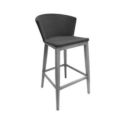 emu A1210 40" Elly Barstool w/ Grey Wicker Back & Seat - Aluminum, Driftwood, Outdoor/Indoor, All-Weather Wicker, Gray