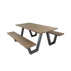 emu A1820 Rectangular Outdoor Picnic Table - 72" x 70", Antique Iron & Walnut, 2 Benches