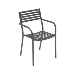 emu E268 (22) Segno Indoor/Outdoor Stackable Armchair - Steel, Gray, Antique Iron, Powder Coated Steel