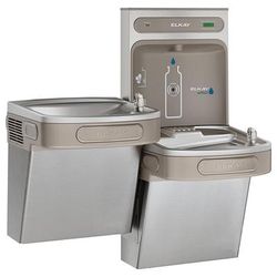 Elkay LZSTLDDWSVRSK Wall Mount Bi Level Drinking Fountain w/ Bottle Filler - Filtered, Non Refrigerated, Stainless, Silver