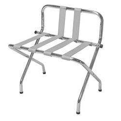 CSL 1055B-C-SV Metal Luggage Rack w/ 2 1/4" Silver Poly Straps - 24 1/4"W x 16"D x 26 1/2"H, Chrome