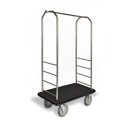CSL 2099GY-040 Upright Hotel Luggage Cart w/ Black Carpet, Stainless, Silver