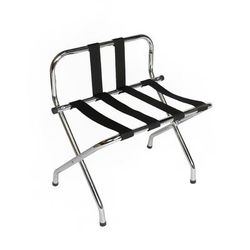 CSL S1055C-BL Metal Luggage Rack w/ 2 1/4" Black Poly Straps - 24 1/4"W x 16"D x 26 1/2"H, Zinc