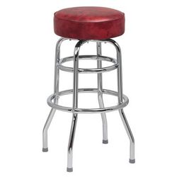Royal Industries ROY 7712 CRM Backless Commercial Bar Stool w/ Crimson Vinyl Seat, Chrome