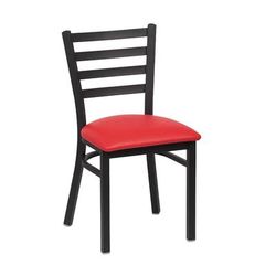 Royal Industries ROY 9001 RED Side Chair w/ Ladder Back & Red Vinyl Seat - Metal Frame, Matte Black