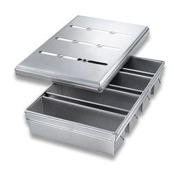 Chicago Metallic 44685 Pullman Pan Set, Holds (4) 13" x 4" Pans, AMERICOAT Glazed 26 ga. Aluminized Steel, Silver