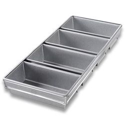 Chicago Metallic 45642 Bread Pan Set, Holds (4) 9" x 4 1/2" Pans, AMERICOAT Glazed 26 ga Aluminized Steel, Silver