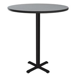 Correll BXB36R-15-09-09 36" Round Bar Height Table - Gray Granite Laminate Top, Cast Iron Base