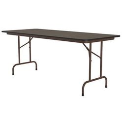 Correll CF2496M-01 96" Rectangular Folding Table w/ Walnut Melamine Top, 29"H, Black