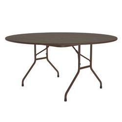 Correll PC60P-01 60" Round Folding Table w/ Walnut Plywood Top, 29"H, Black