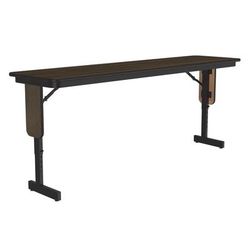 Correll SPA1860PX-01 60" Rectangular Folding Seminar Table w/ Walnut Top, 32"H, Black