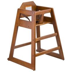 Tablecraft 6666063 29" Stackable Wood High Chair w/ Waist Strap - Rubberwood, Walnut, Brown