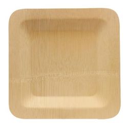 Tablecraft BAMDSP9 9" Square Bamboo Disposable Plate, Natural, Natural Finish, 9" x 9", Brown, Pack of 25