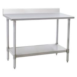 Eagle Group T3048SB-BS 48" 16 ga Work Table w/ Undershelf & 430 Series Stainless Steel Top, 4 1/2" Backsplash