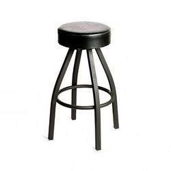 Oak Street SL2132-BLK Backless Swivel Commercial Bar Stool w/ Black Seat, Black, Upholstered Seat