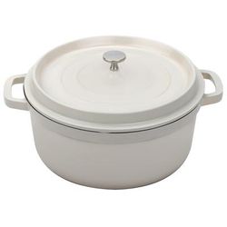 GET CA-007-AWH/BK/CC Heiss 6 1/2 qt Ceramic Coated Aluminum Dutch Oven, Antique White