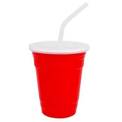 GET SC-16-SET-R 16 oz Red Plastic Tumbler, Lid and Straw Set