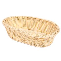 GET WB-1505-N Oval Bread & Bun Basket, 11 3/4" x 8", Polypropylene, Natural, Beige, 1 Dozen