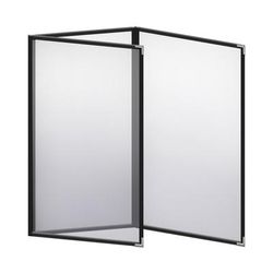 Risch TET8.5X14 DS 04 MF CRN-D Triple Pocket Vinyl Menu Cover, 8 1/2"W x 14"H, Black Leatherette