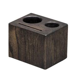 Risch WOODBLOCK-CHECK WALNUT Rectangular Wood Block Check Presenter - 3 1/2" x 2 1/2" x 2 3/4", Wood, Pen and Recipet Holder, Card Slot, Brown