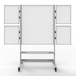 Luxor COLLAB-STATION 40 2/5" x 48 3/5" Double Sided Mobile Whiteboard w/ (4) Small Attachable Whiteboards