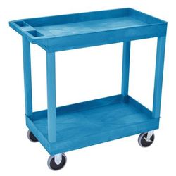 Luxor EC11HD-BU 2-Level Polymer Utility Cart w/ 500-lb Capacity, Raised Ledges, Blue