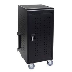 Luxor LLTM24-B 24 Tablet Charging Cart w/ 2 Shelves - 10 ft Cord, Steel, Chrome