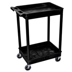 Luxor STC11-B 2 Level Polymer Utility Cart w/ 300 lb Capacity, Raised Ledges, Black