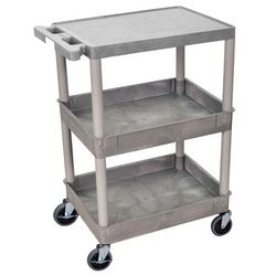 Luxor STC211-G 3-Level Polymer Utility Cart w/ 300-lb Capacity, Raised Ledges