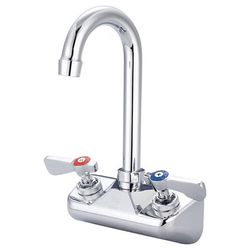 FLO FLO-4105 Splash Mount Faucet - 5" Gooseneck Spout, 4" Centers, Chrome