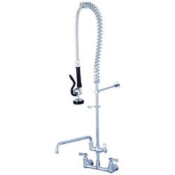 FLO FLO-98812 Wall Mount Pre Rinse Unit w/ Add On Faucet & 44" Hose, 1/2" NPT Female Threads, 12" Spout