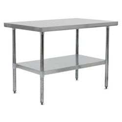 John Boos FBLG3624 36" 18 ga Work Table w/ Undershelf & 430 Series Stainless Steel Flat Top, Stainless Steel Top