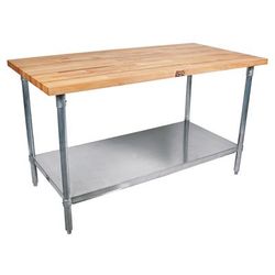 John Boos SNS09 1 3/4" Maple Top Work Table w/ Undershelf, 60"L x 30"D, Stainless Steel
