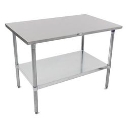 John Boos ST6-3036GSK-X 36" 16 ga Work Table w/ Undershelf & 300 Series Stainless Steel Flat Top, Galvanized Base, Adjustable Undershelf