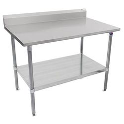 John Boos ST6R5-3048GSK-X 48" 16 ga Work Table w/ Undershelf & 300 Series Stainless Steel Top, 5" Backsplash, Stallion Safety Edge
