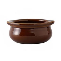 Tuxton BAS-1003 10 oz Onion Soup Crock - Ceramic, Caramel, Brown